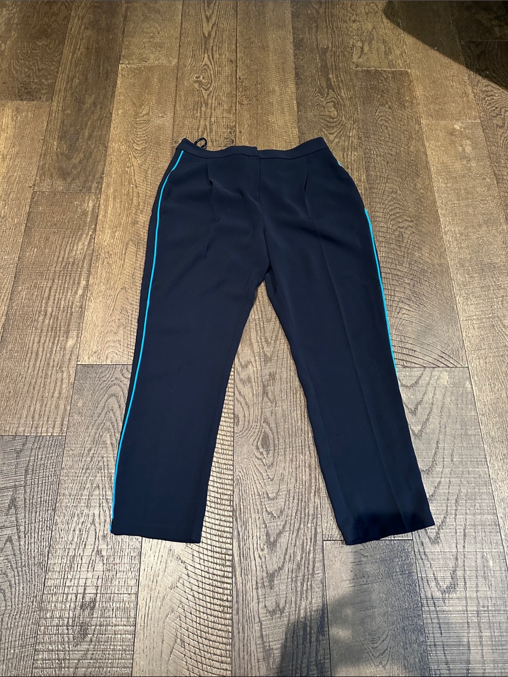 Topshop Black Trousers with Teal Side Stripe